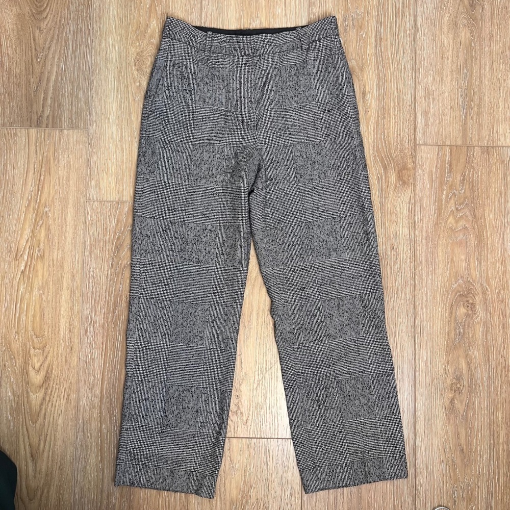 Massimo Dutti Glen Tweed Trousers Women's‎ Wool Blend Tailored Pants